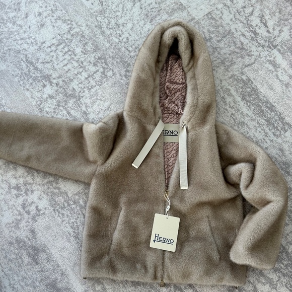 Herno Bomber Jacket in Melange Alternative Mink Fur - NWT